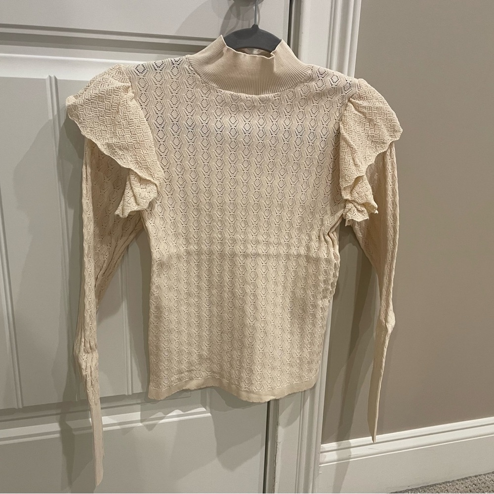 Cream Women's ribbed Top - Sfera